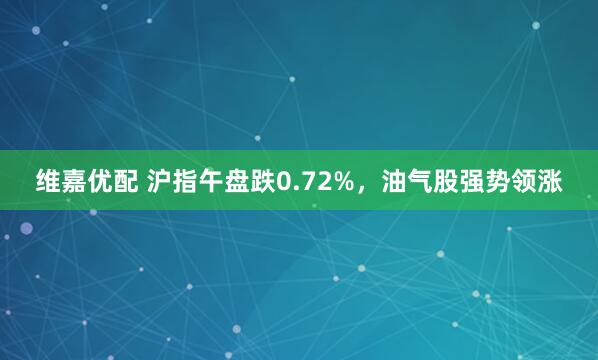 维嘉优配 沪指午盘跌0.72%，油气股强势领涨